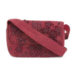 ❤️ BNWT Hand-Beaded Shoulder Bag | Burgundy Floral | Viral TikTok It-Girl Bag